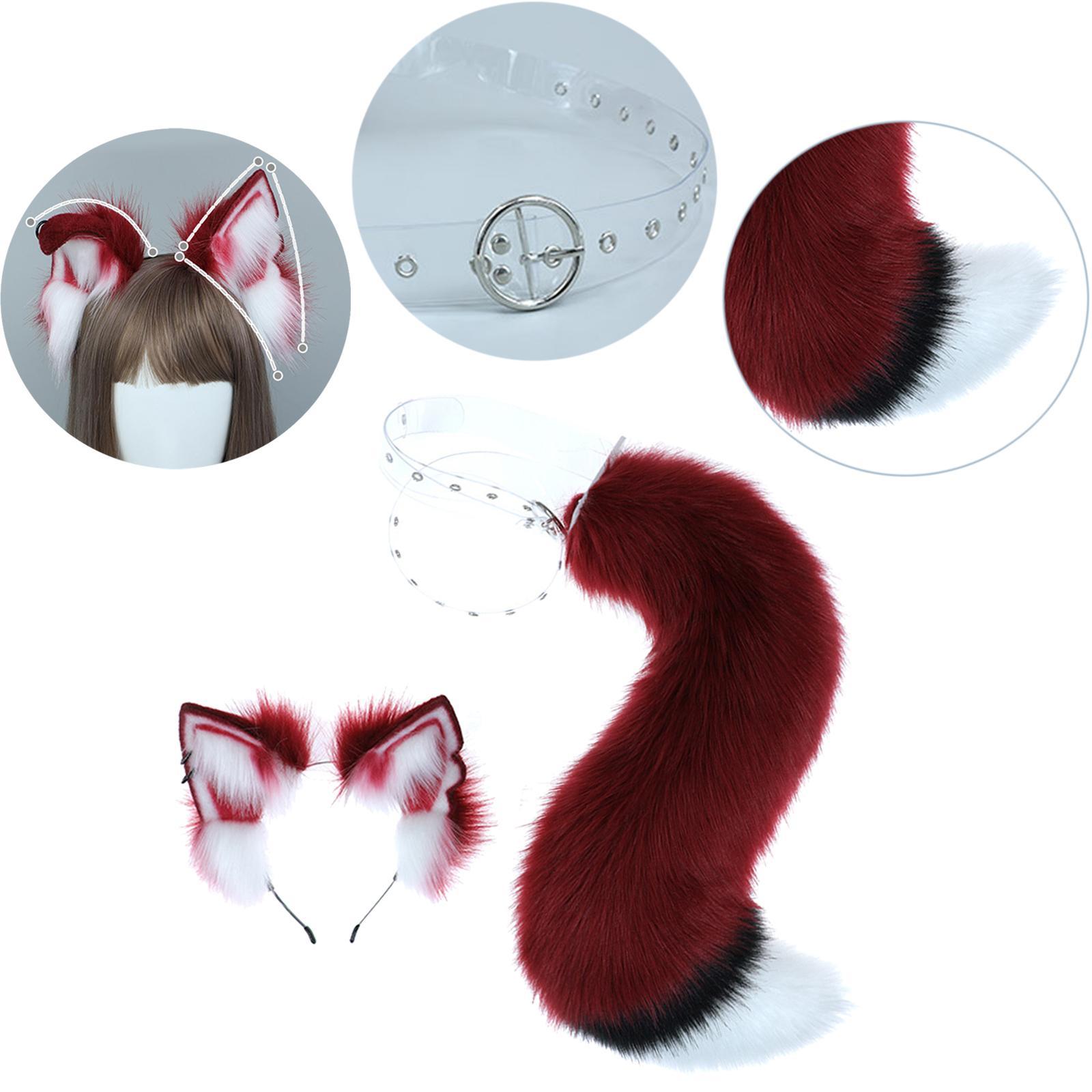 Wolf Ears and Tail Set Costume Accessories Hair Clip for Performance Halloween