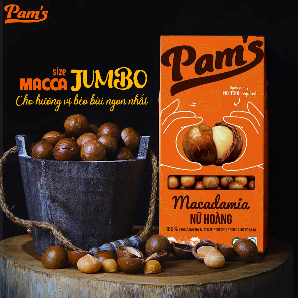 COMBO 2 Maccadamia Nữ Hoàng Nhập Khẩu Úc Pam's - Tách Tay, Sấy Chín Thơm Ngon
