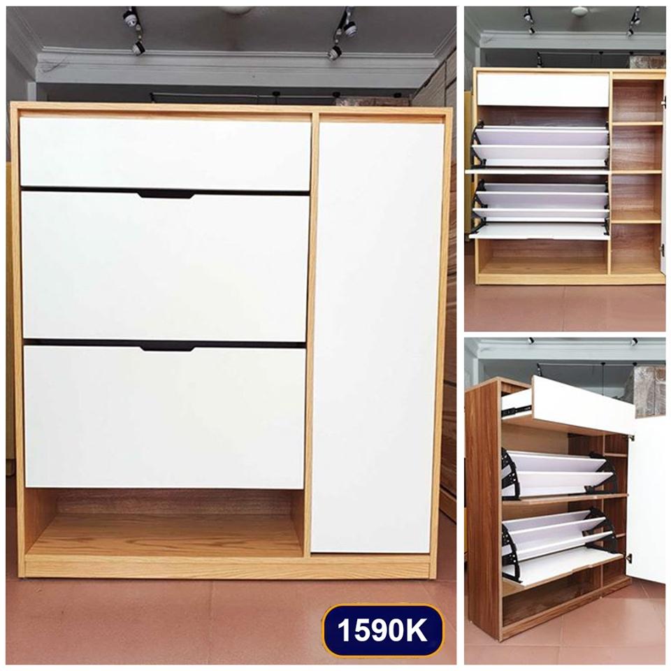 Tủ Giầy Thông Minh Gỗ Công Nghiệp, Kệ Để Giầy Dép Gỗ Kích Thước 100x120x30 Cm