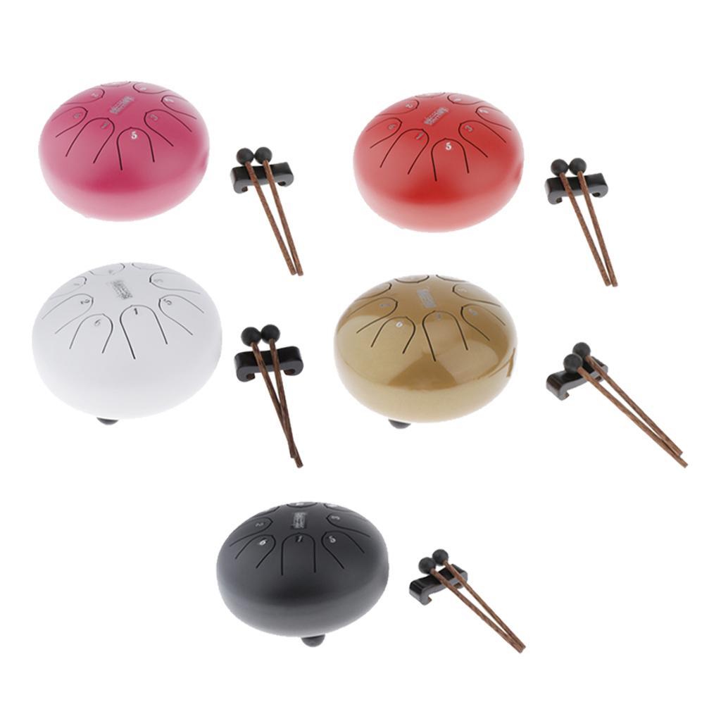 6 Inch Mini 8-Tone Steel Tongue Drum F Key Percussion Instrument Hand Pan Drum with 2pcs Drum Mallets
