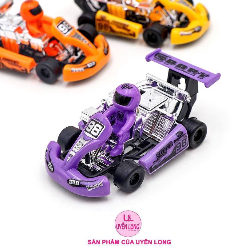 Xe Đua Go Kart Mini Kéo Lùi Chạy Cót Dành Cho Trẻ Em, Chống Rơi, Thân Thiện Môi Trường, Không Cần Pin, Hình Dáng Cổ Điển