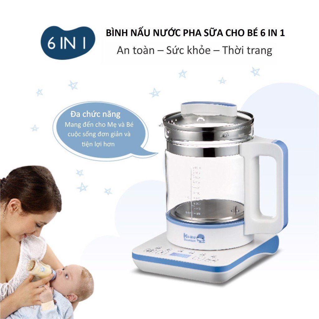 MÁY NẤU NƯỚC PHA SỮA CHO BÉ KUKU 6 IN 1 KUKU - KU9022