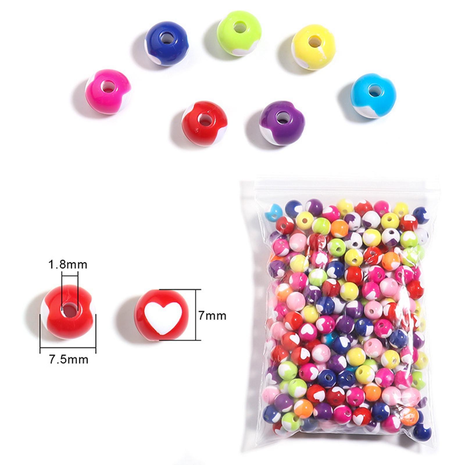 200PCS Acrylic Spacer Beads Mixed Colors Crafting Heart Beads for DIY Bracelet Necklace Jewelry Making