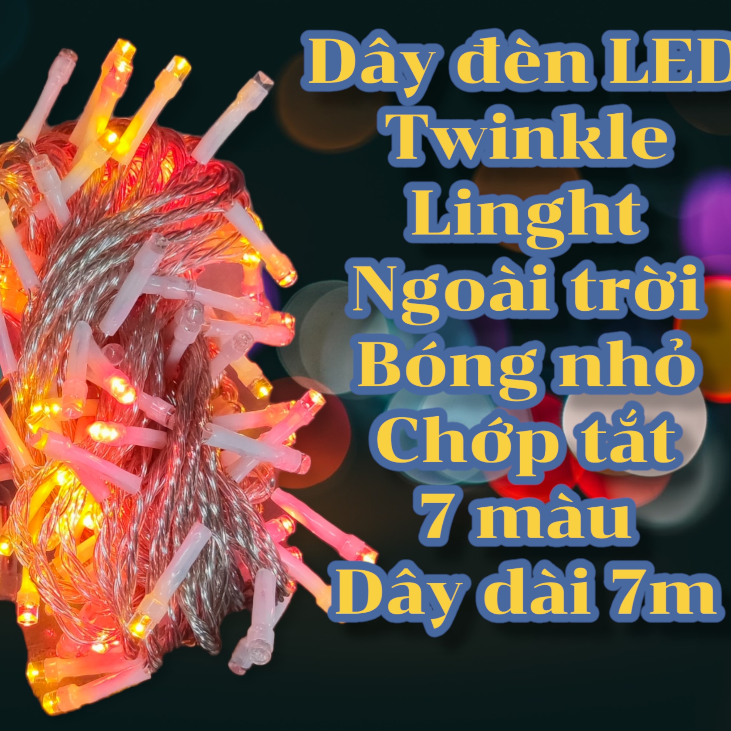 Dây đèn LED ngoài trời Twinkle Light - Dây dài 7M - Bóng nhỏ