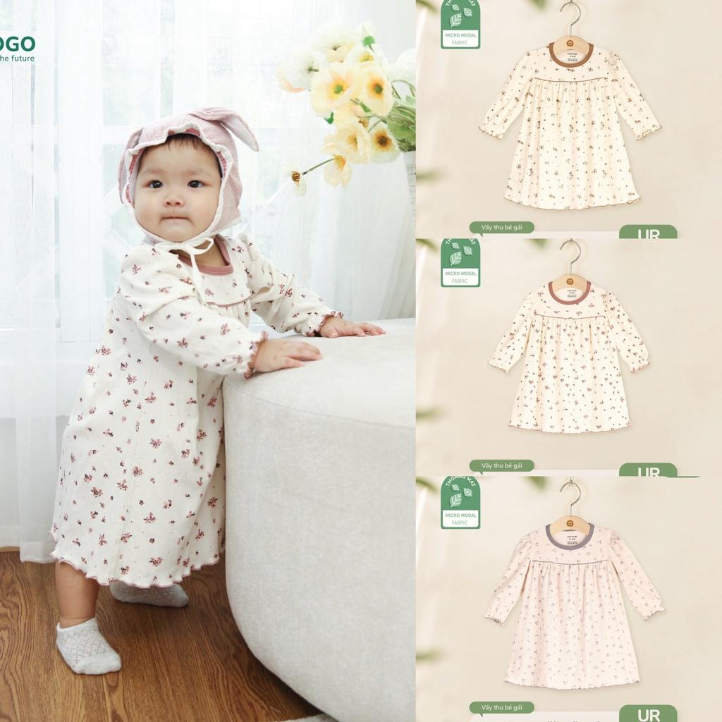 Váy bé gái Ualarogo 6 tháng - 4 tuổi vải modal fabric co giãn thoán mát cổ tròn tay lỡ