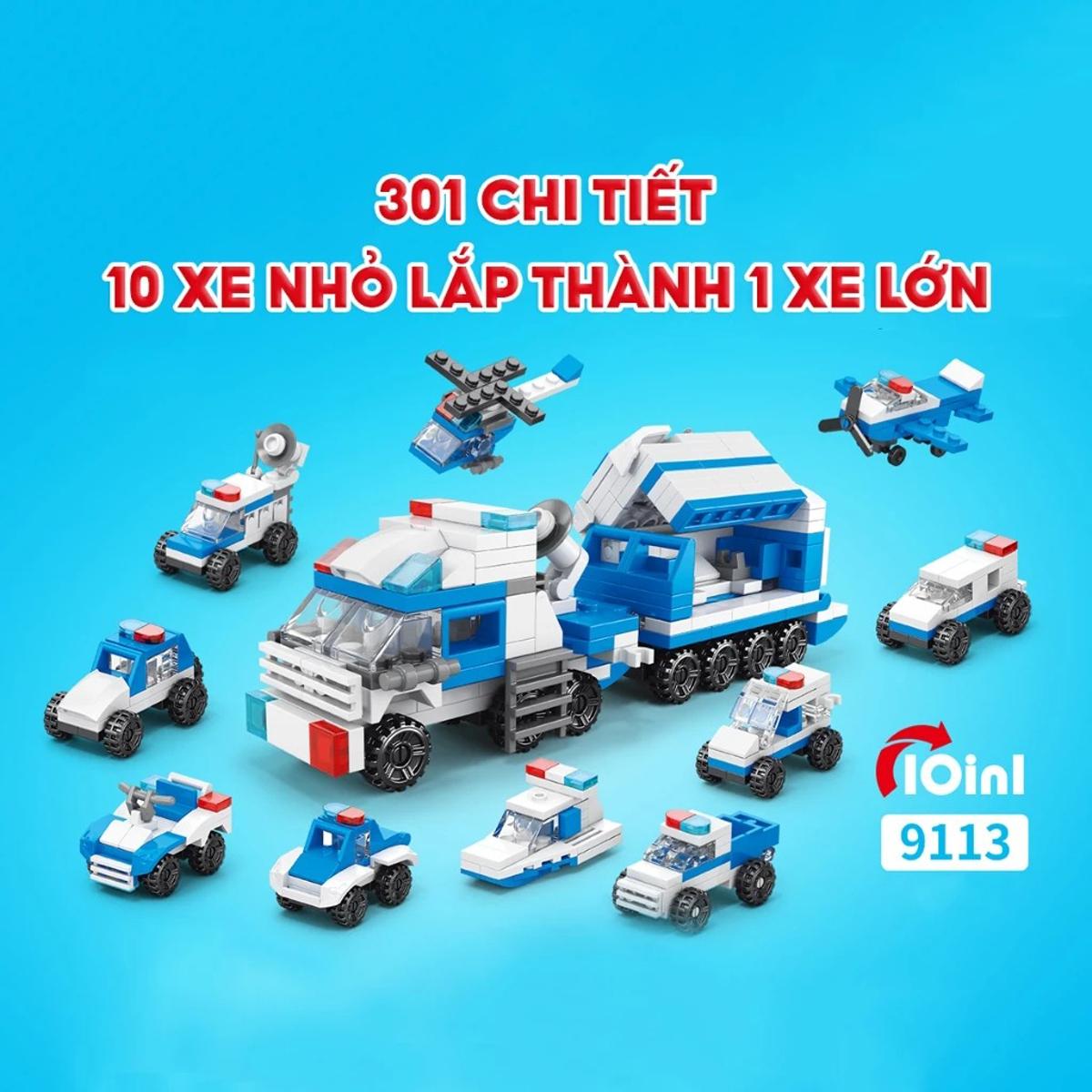 Đồ Chơi Lắp Ráp Phương Tiện Cảnh Sát Tiên Phong - Police Pioneer - Toys&amp;Joys 9113 (301 Mảnh Ghép)