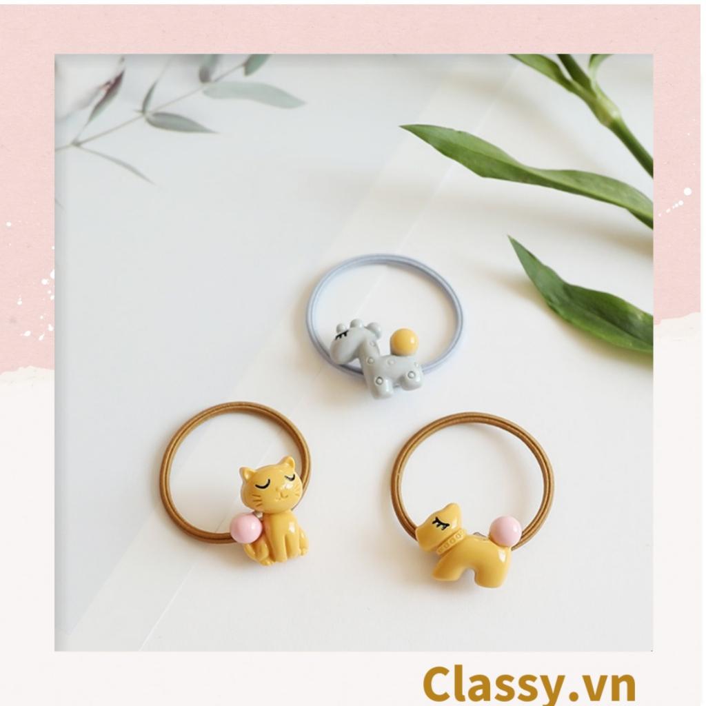 01 dây cột tóc Classy đính hình động vật chú cáo, chú vịt nhỏ, chú thỏ, chú heo bền chắc giá rẻ, nữ tính PK736
