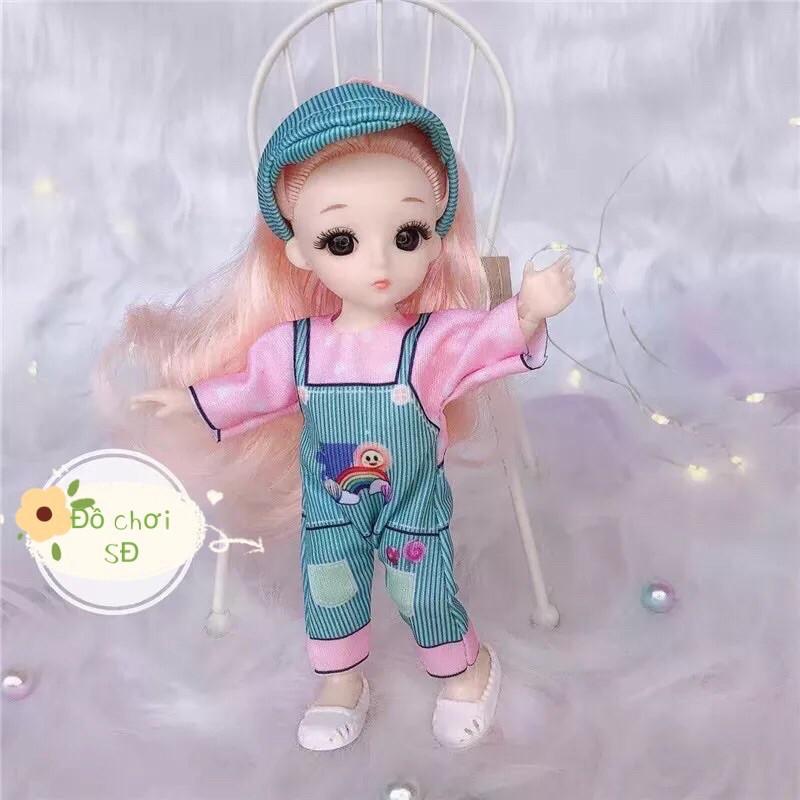 quần áo búp bê 16 cm - đồ bộ và nón ( 1 bộ ngẫu nhiên)