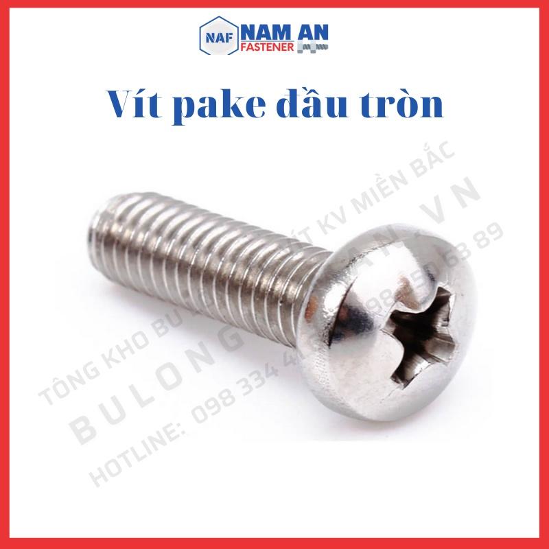 100 con Vít bake đầu tròn Inox 201 M6x15, vít bu lông đầu tròn Inox 201 M6x15