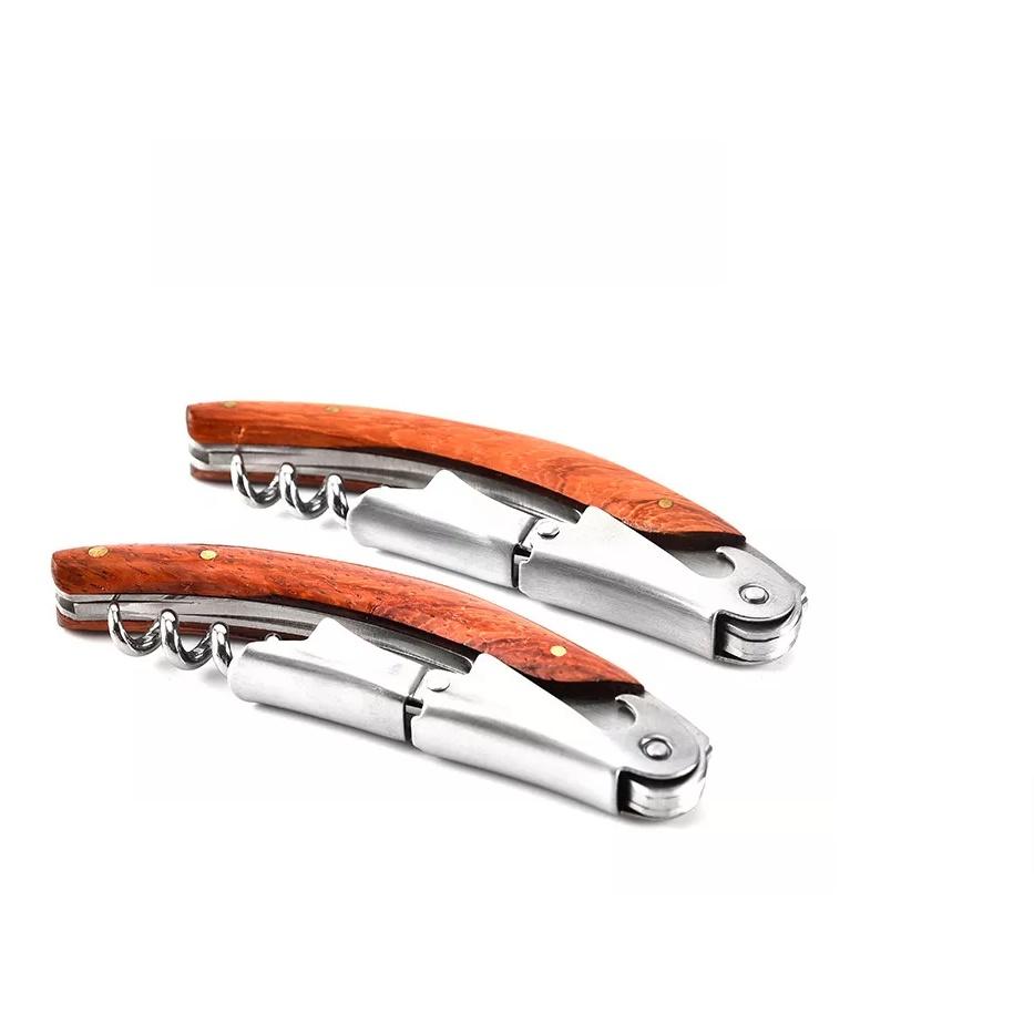 Dụng cụ mở rượu vang, khui rượu vang, khui bia cán bằng gỗ
