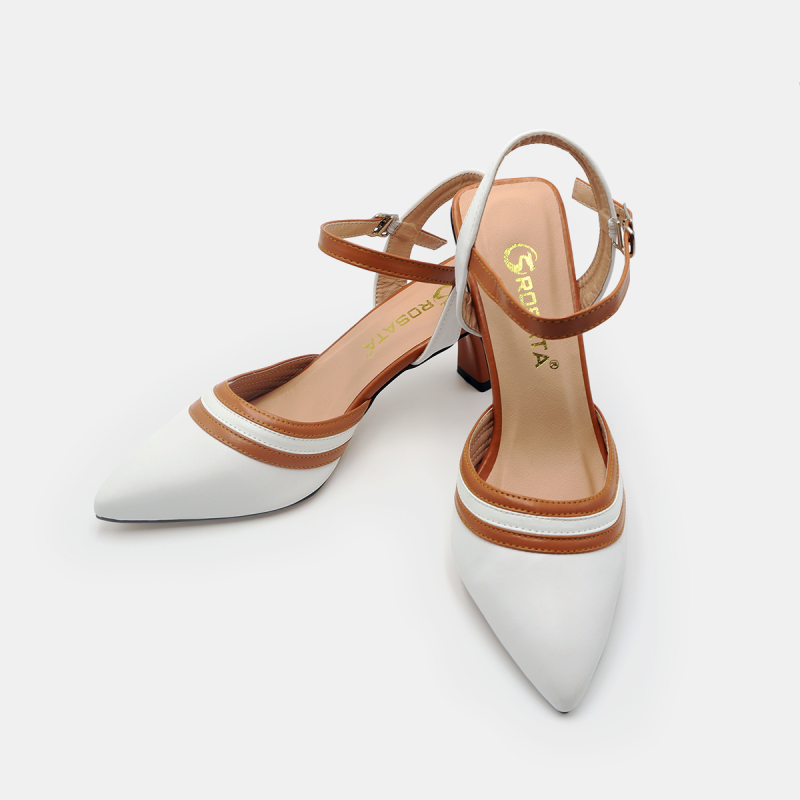 Giày sandal nữ cao gót đế cao 5 phân hàng hiệu rosata hai màu đen trắng ro544