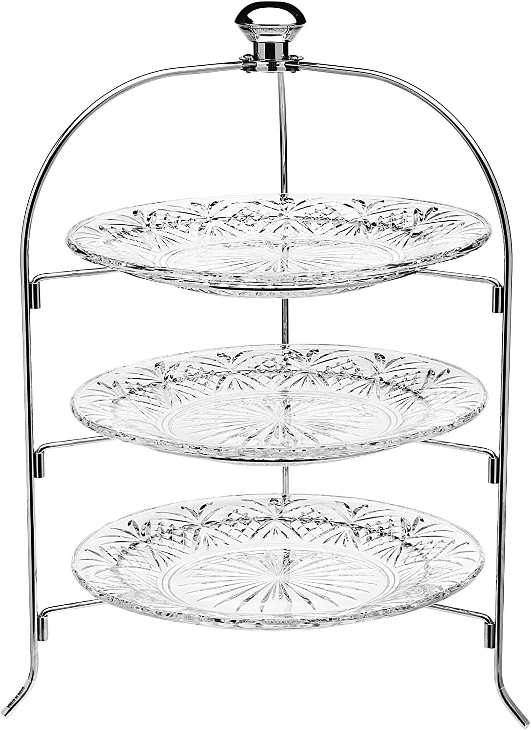 Khay Pha Lê 3 Tầng GODINGER PLATTER STAND, Khay Để Bánh, Trái Cây, Khay Thủy Tinh Cao Cấp Trang Trí Bàn Tiệc, Nhập Đức