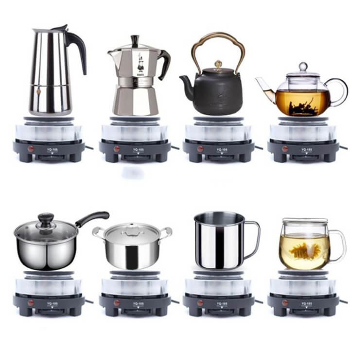 Bếp điện mini 500W đa năng không kén nồi chuyên dùng cho ấm pha cafe moka pot, bếp điện pha trà, cà phê, đun sáp, phích cắm 2 chấu