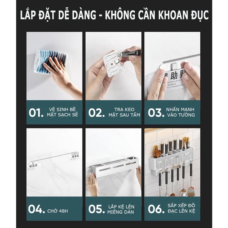 Giá Treo Đồ Nhà Bếp Kèm Gia Vị, Giá Cài Dao, Kéo, Đồ Dùng Nhà Bếp Đa Năng Bằng Inox Không Gỉ