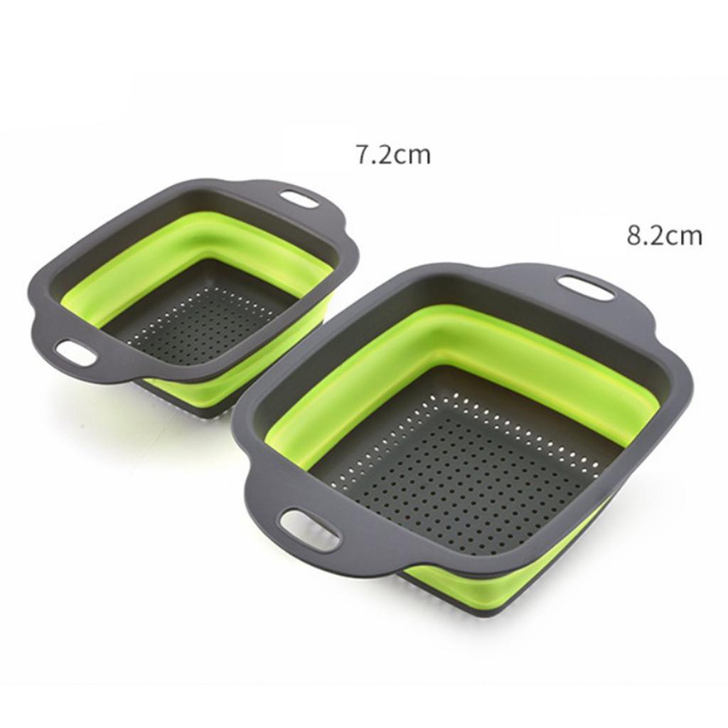 Kitchen Collapsible Colander Food-Grade Silicone Strainer Folding Strainer Green