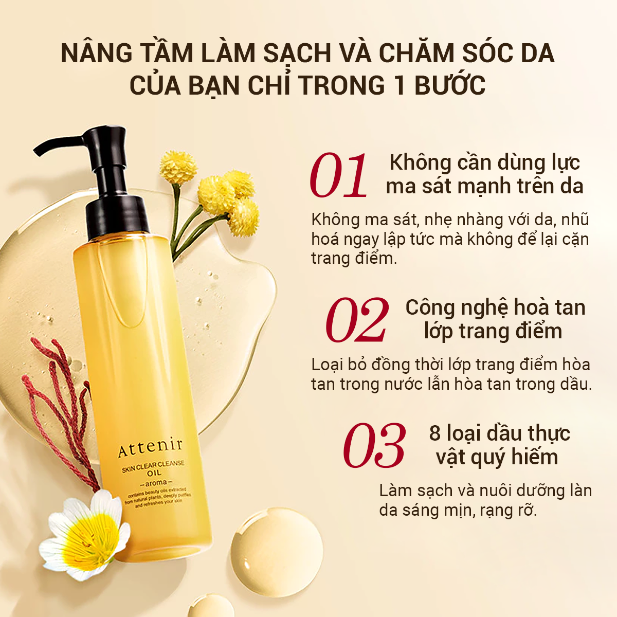 Dầu Tẩy Trang Và Làm Sạch Hương Hoa Neroli Attenir Skin Clear Cleanse Oil Aroma 175ML
