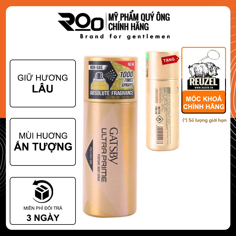 Xịt Khử Mùi Nam Body Mist Nam Gatsby Perfume Body Spray - Tặng Móc Khoá Chính Hãng - Precious One