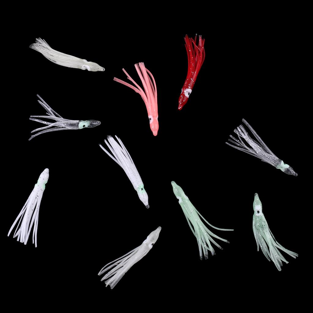 10 Pieces Squid Lure Soft Baits Octopus Squid Skirt Lure Fishing Tackle Saltwater A Necessary for Fishing Lovers