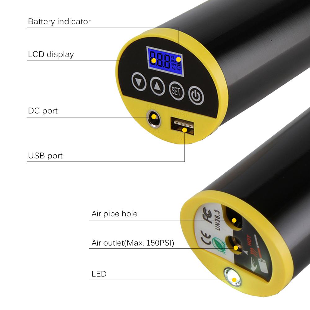 Rechargeable Digital Car Tire Pump Air Compressor Portable Mini Air Inflator Hand Held Tire Pump with Digital LCD LED