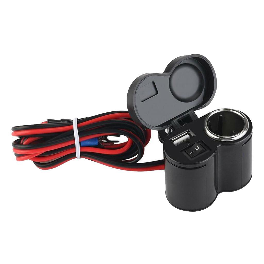 USB Cigarette Lighter Power Outlet Hardwire Cable For Motorcycle Car Auto