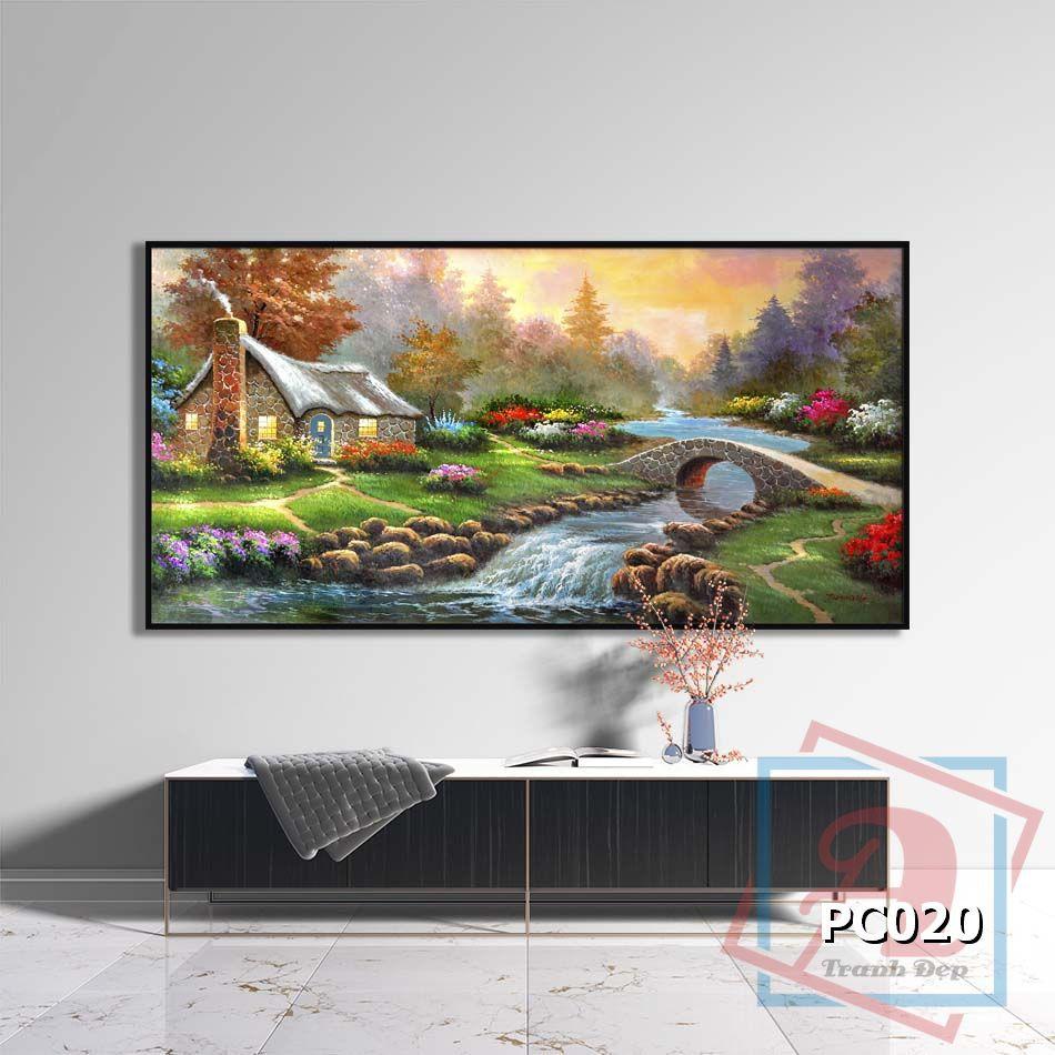 Tranh canvas phong cách sơn dầu - Phong cảnh Suối nhỏ - PC020