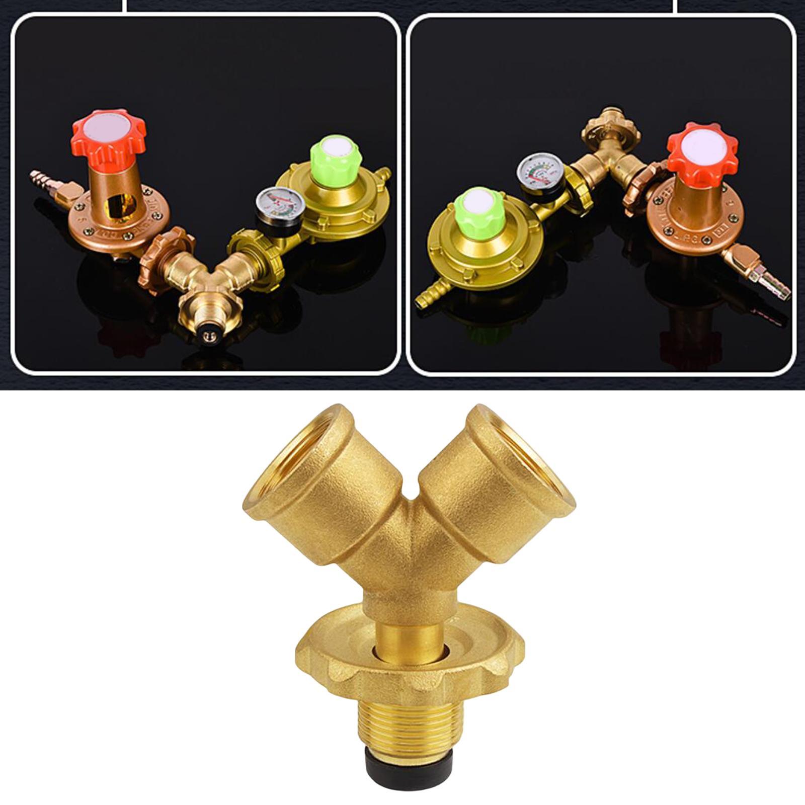 Tank Splitter Gas Adapter Quick Connect 1 in 2 Outlet for BBQ Heater