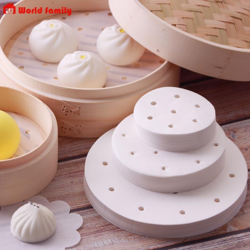 Giấy Nến Tròn Đục Lỗ loại 100 tờ và 400 tờ Cho Nồi Chiên Không Dầu Giấy Nến Nướng Hấp Bánh nhiều size