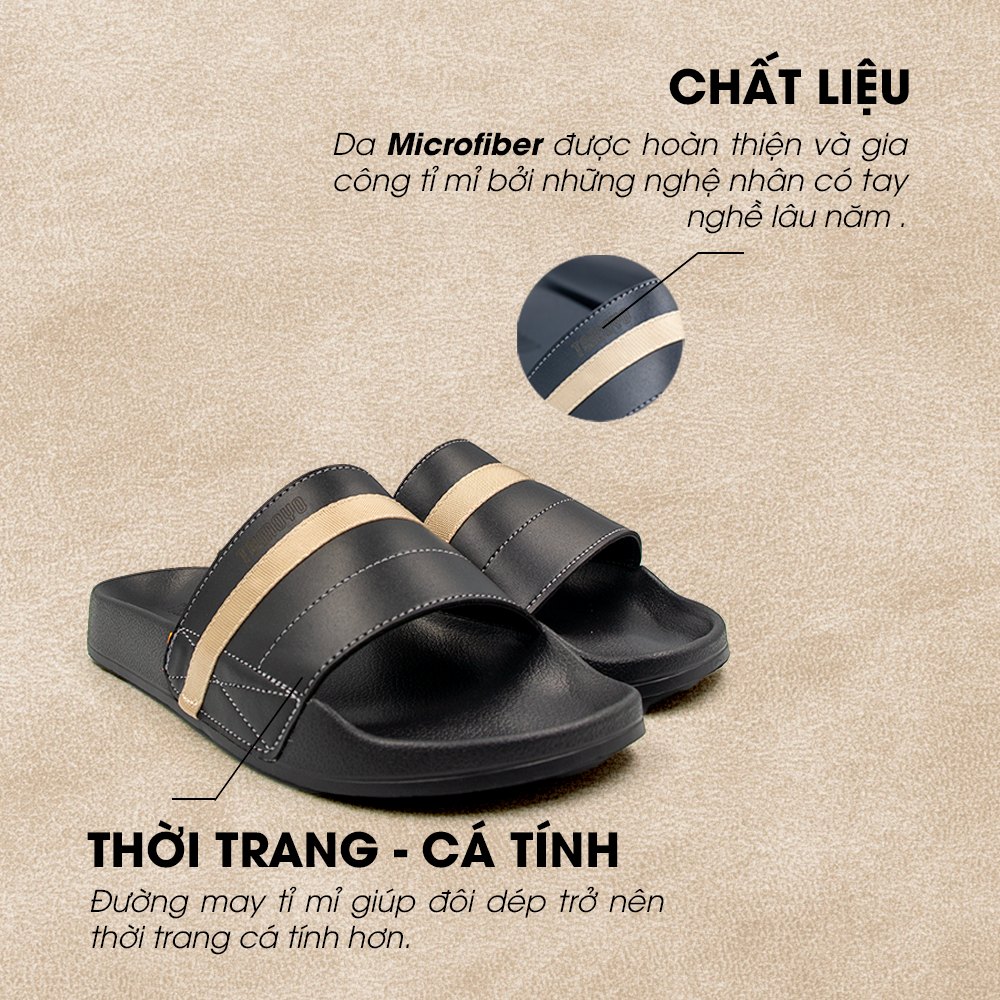 Tomoyo Dép Quai Ngang Da Microfiber Siêu Nhẹ TMD313