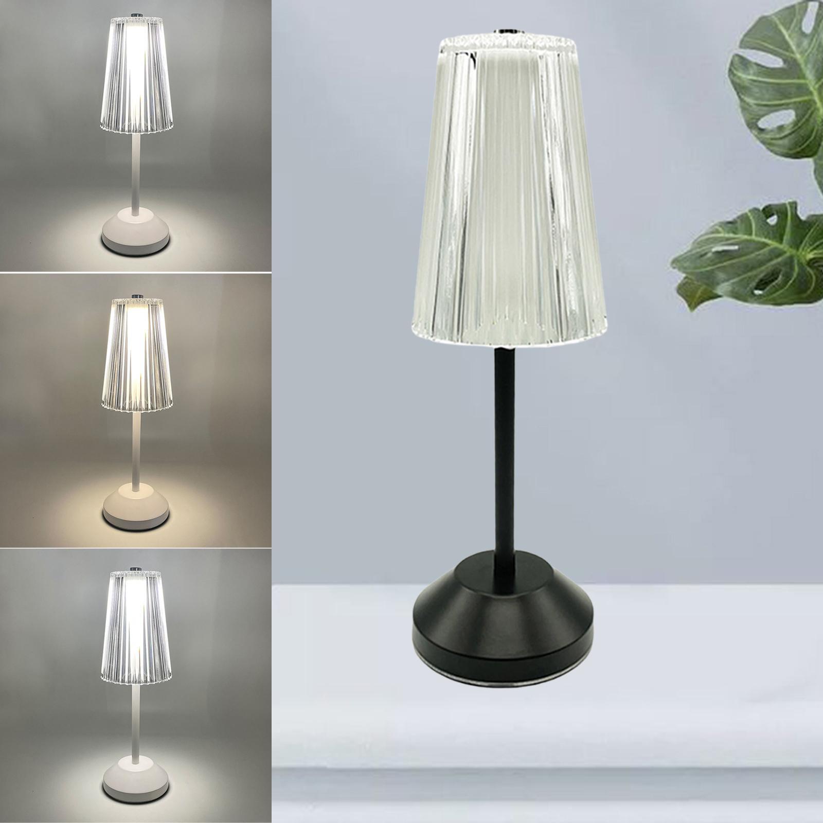 Crystal Table Lamp w/ USB Charging Ports, Night Light Black Base