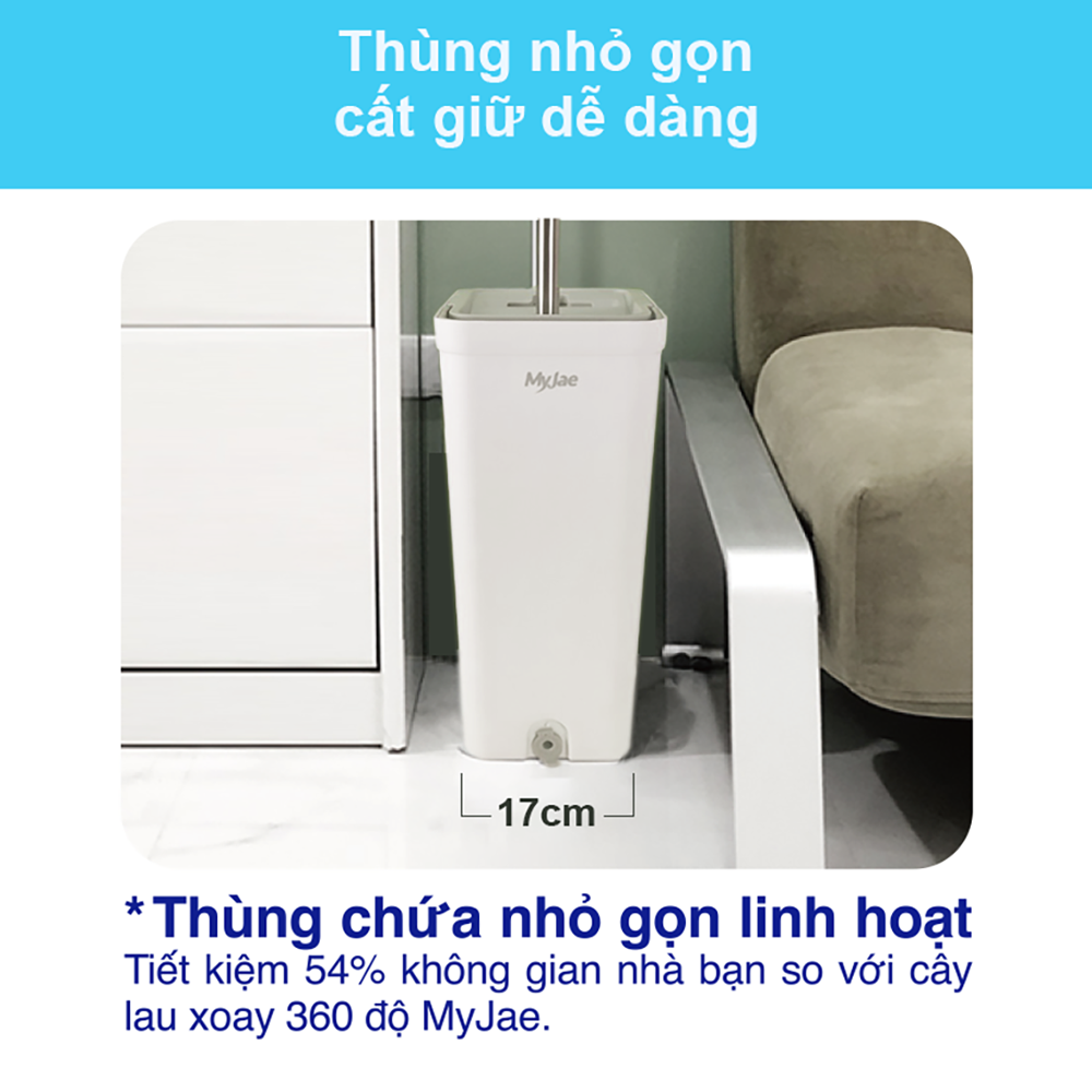 [Phiên bản nâng cấp] Bộ Lau Nhà MyJae Đài Loan Sợi Microfiber 2 Ngăn Tự Vắt Xoay 360 Độ Thông Minh 123cm