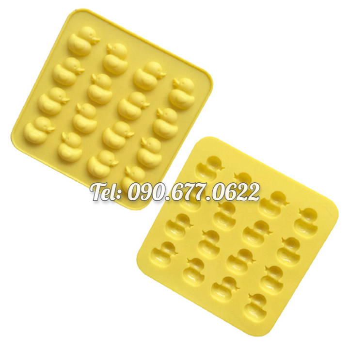 Khuôn silicone làm bánh, rau câu, socola, kẹo dẻo 16 vịt con – Mã số 1473