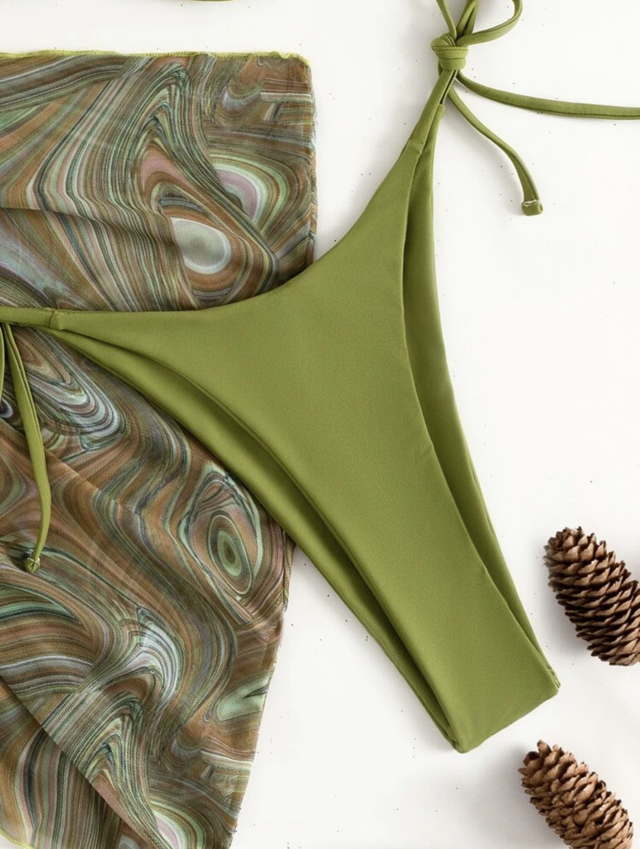 Bộ đồ bơi mới Sexy Velvet Vải co giãn đầy đủ ba mảnh