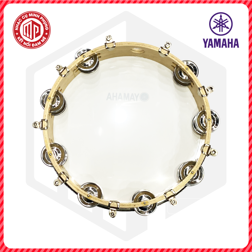 Trống lắc tay/ Lục lạc gõ bo/ Tambourine - Yamaha MT6 WD - Mặt màu trắng đục, khung inox, thành gỗ - Hàng chính hãng