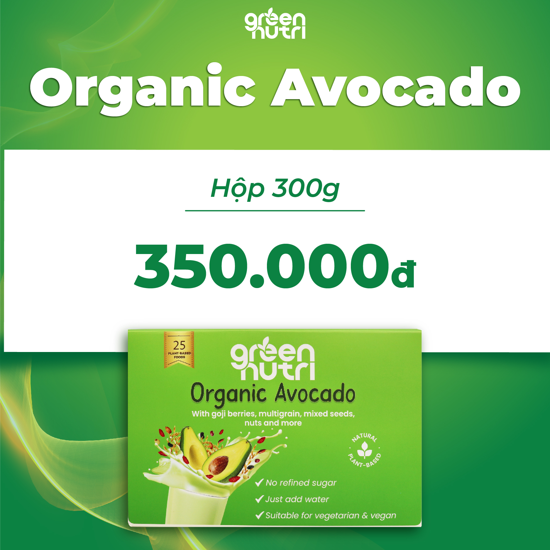 Organic Avocado - Sữa Hạt Ngũ Cốc Có Chứa BCAAs Duy Trì Sức Khỏe Khối Cơ [Hộp giấy 300g]
