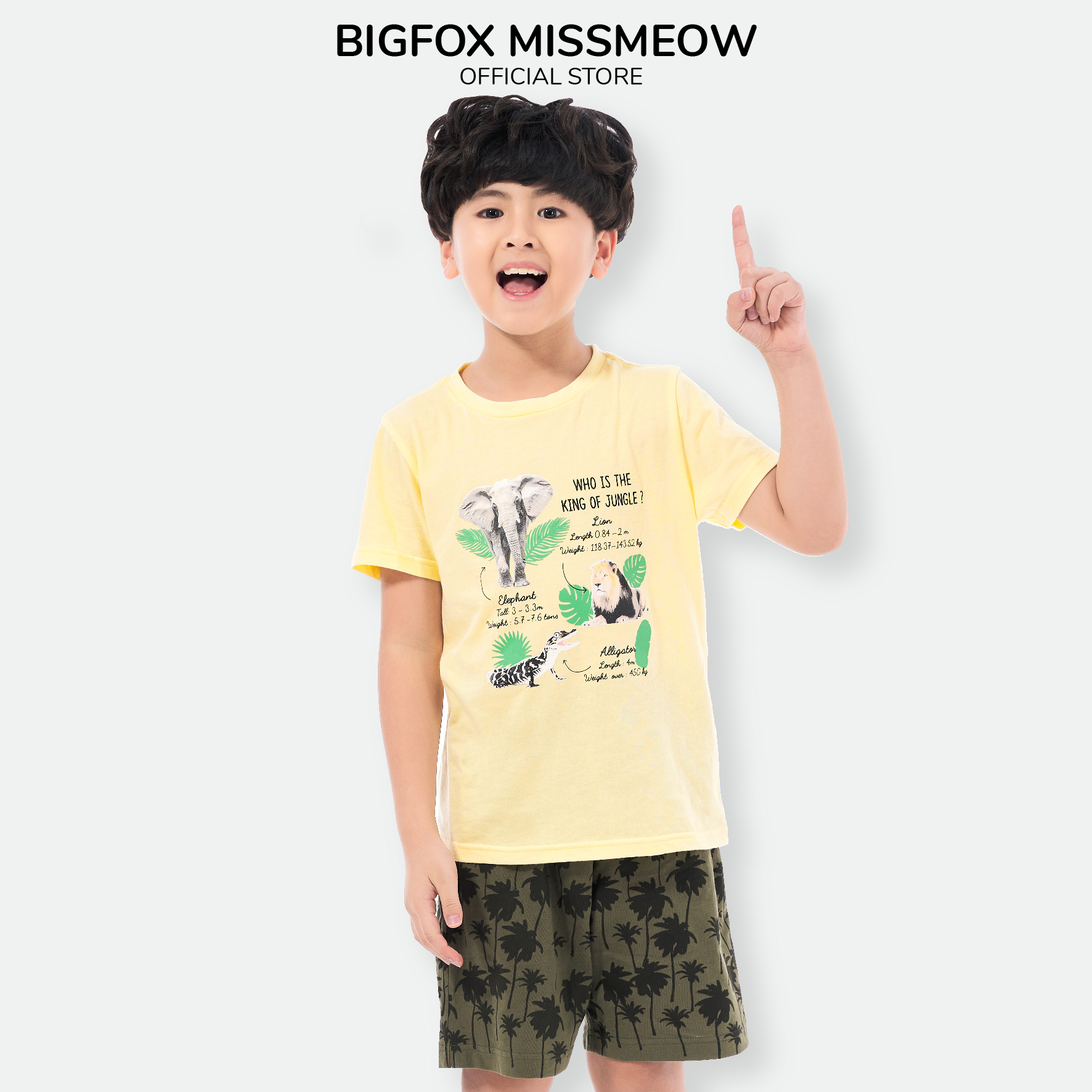 Áo thun bé trai BIGFOX - MISS MEOW size đại, áo cho bé chất cotton phong cách Âu Mỹ In Động Vật 11 – 37 kg QATE
