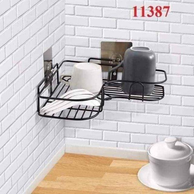 Kệ góc nhà tắm, góc tường siêu chắc màu đen