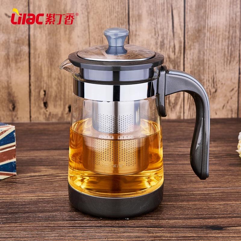 Bình pha trà thủy tinh Lilac (Tea Pot), Bình lọc trà thủy tinh có Lõi Lọc Inox 304 - Chịu nhiệt đến 130 độ- dung tích 75