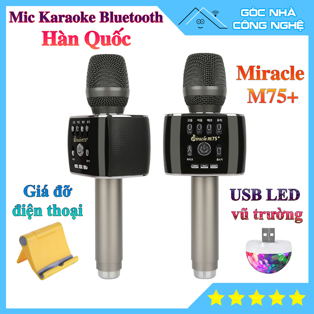 Micro Karaoke Bluetooth Miracle M75+ Hàn Quốc - Bản nâng cấp của Mic Magicsing MP30 - Cực Hay Kèm Quà Tặng Khuyến Mãi - HÀNG CHÍNH HÃNG