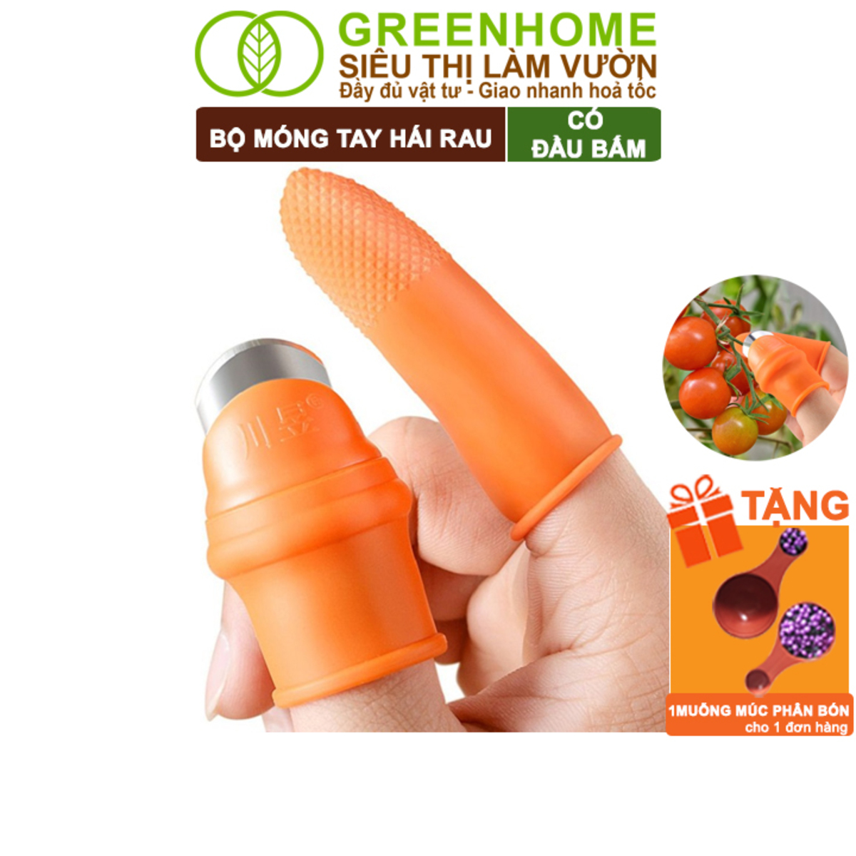 Bộ Móng Tay Hái Rau Greenhome, Có Đầu Bấm, Chống Bẩn Móng Tay, Bấm, Ngắt, Hái Rau Củ, Tiện Lợi - Bộ Móng Hái Rau
