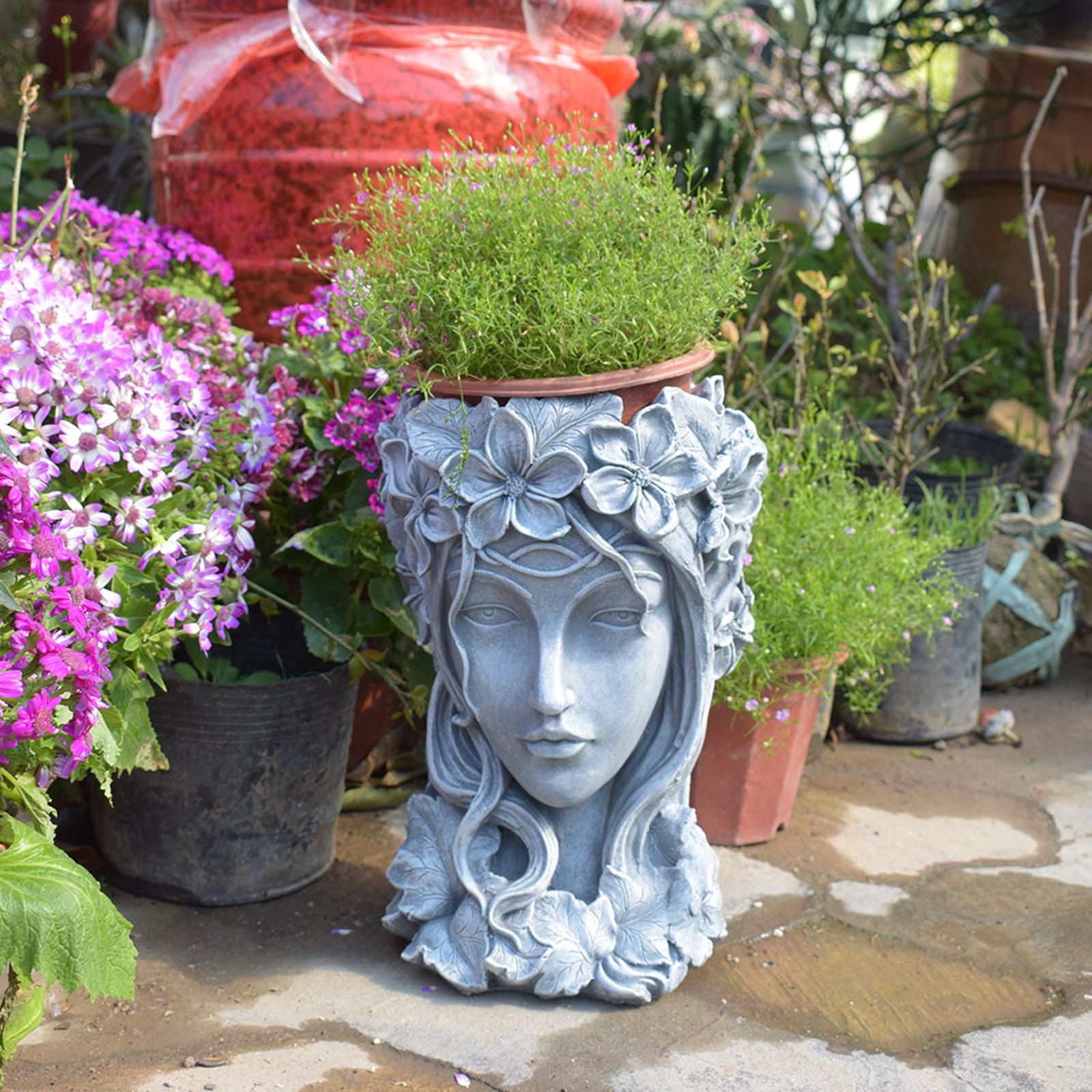 Goddess Head Planter Garden Decor Standing Flower Pot