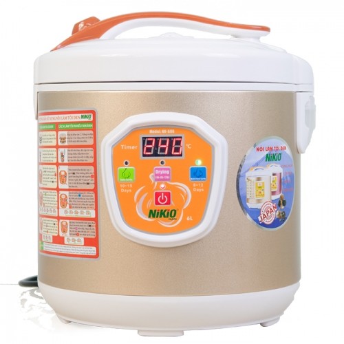 Máy (Nồi) Làm Tỏi Đen Nikio NK-686 - Công Nghệ Làm Tỏi Tự Động Nhật Bản, Thời Gian Làm Tỏi Và Sấy Khô Tùy Chỉnh Linh Hoạt Giúp Tỏi Thơm Ngon, Giàu Chất Dinh Dưỡng - Dung Tích 6 Lít, Làm Được 2Kg Tỏi - Cafe Sữa - Vàng Gold