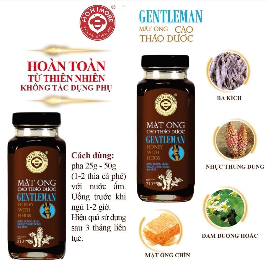 Mật ong thượng hạng - cao thảo dược Gentleman Honimore 310g chăm sóc sức khoẻ nam