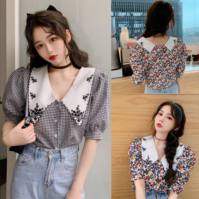 Áo Sơ Mi Nữ Tay Phồng Thêu Hoa Thời Trang