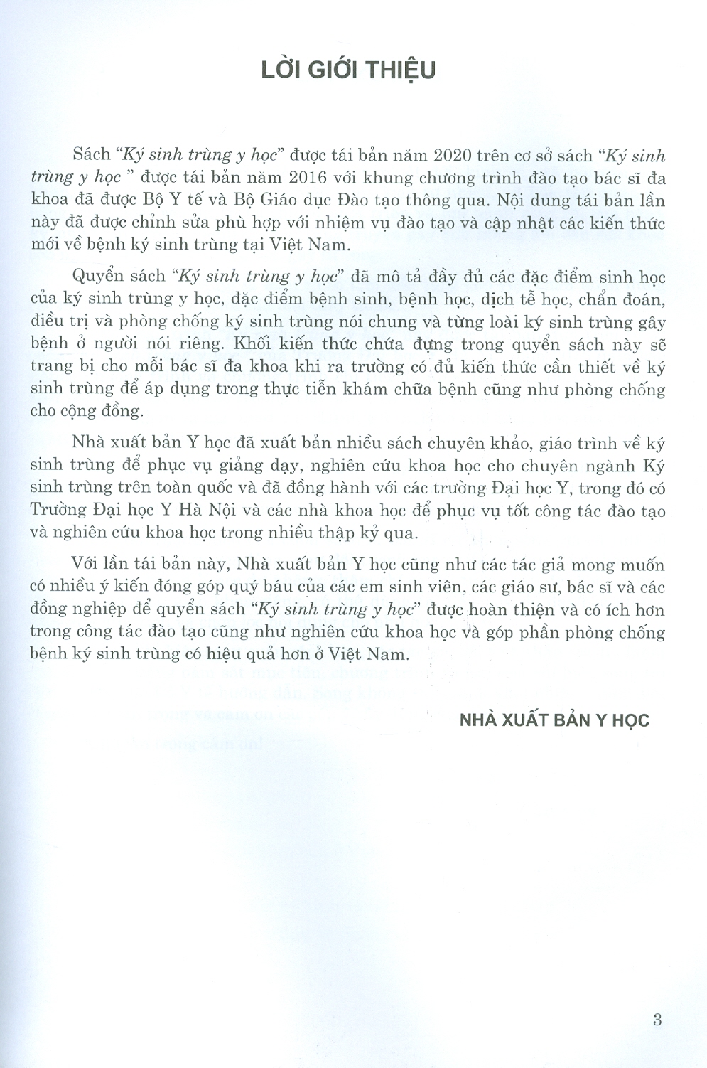 Ký Sinh Trùng Y Học - Giáo trình Đào tạo Bác sĩ Đa khoa