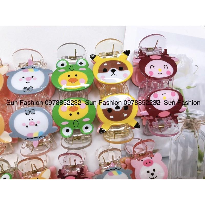Kẹp tóc càng cua trong suốt 3 răng, 5 răng hình thú, con vật, hoạt hình, trái cây, 12 con giáp màu sắc đáng yêu