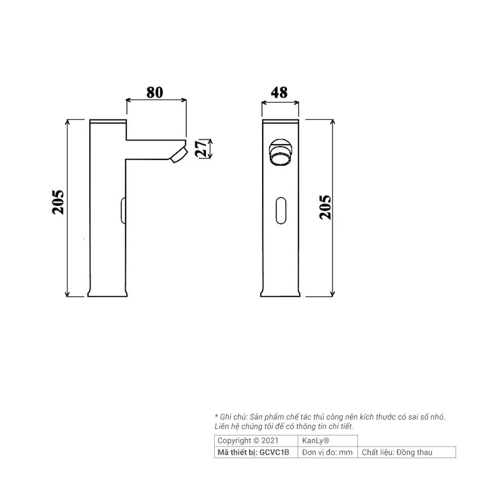 Vòi cảm ứng gắn lavabo Kanly GCVC1B