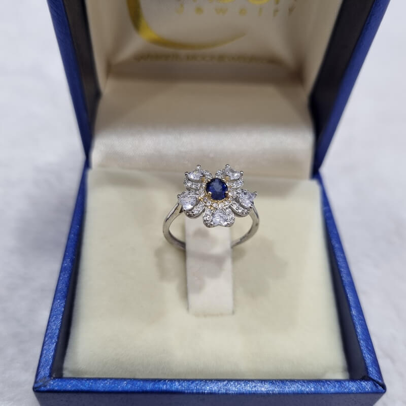 Nhẫn Đính Đá Sapphire thiên nhiên Free Size - MOON Jewelry