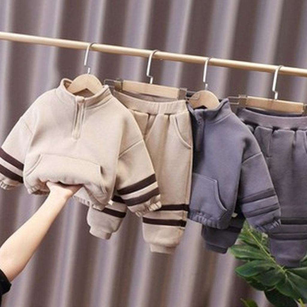Bộ Nỉ Bông Cho Bé, Bộ Nỉ Cổ Khóa Chất Nỉ Bông Cực Ấm Cho Bé - ROSY KIDS