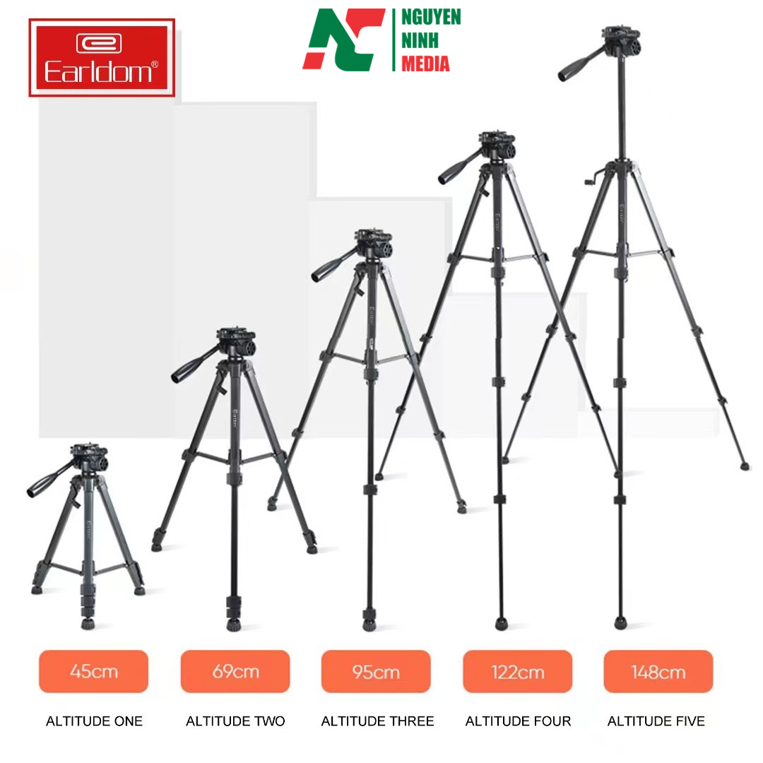 Tripod Máy Ảnh 3 Chân Cao Cấp Earldom ET- EH102 - Hàng Chính Hãng