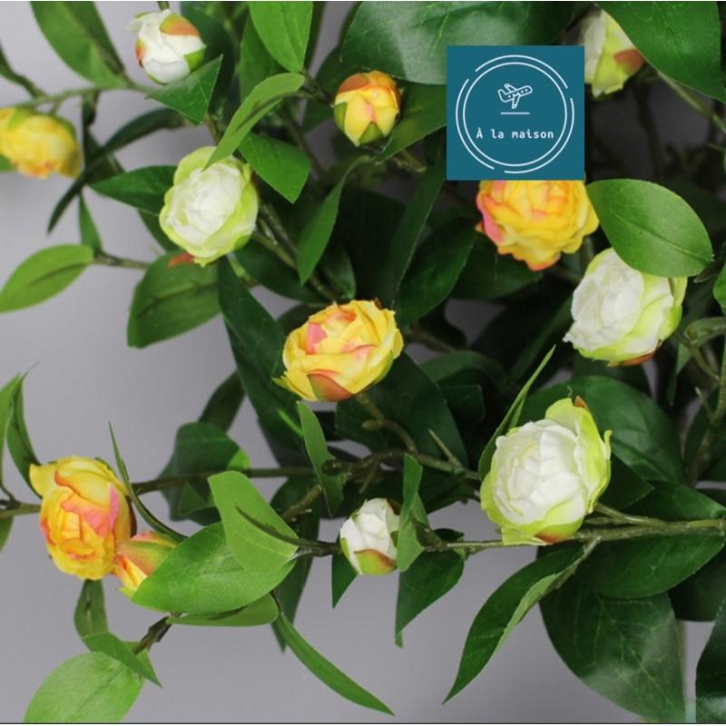 Cành hoa sơn trà nhân tạo cao 90cm trang trí không gian xanh mát tươi mới